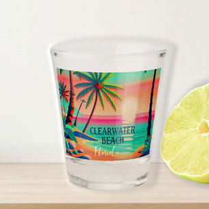 Clearwater Beach Florida Tropical Palm Tree 1950s Schnapsglas
