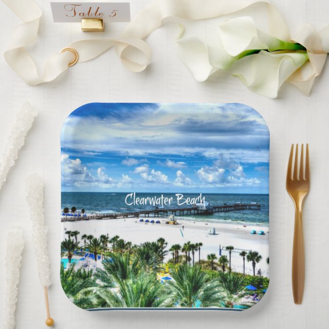 Clearwater Beach, Florida, Urlaubsziel Pappteller (Hochzeit)