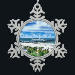 Clearwater Beach, Florida, Urlaubsziel, Schneeflocken Zinn-Ornament<br><div class="desc">Clearwater Beach,  Florida,  perfekte Urlaubsdestination</div>