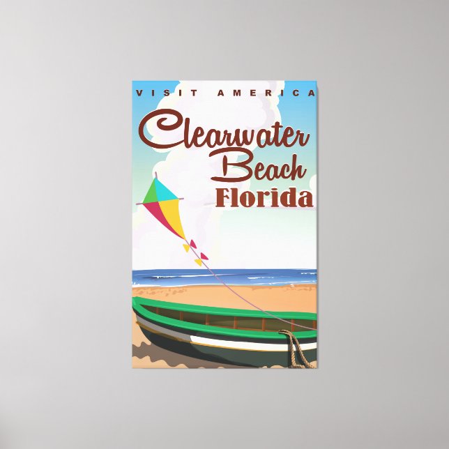 Clearwater Beach, Florida Vintage Reiseplakat Leinwanddruck (Vorderseite)