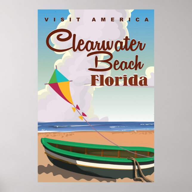 Clearwater Beach, Florida Vintage Reiseplakat Poster (Vorne)