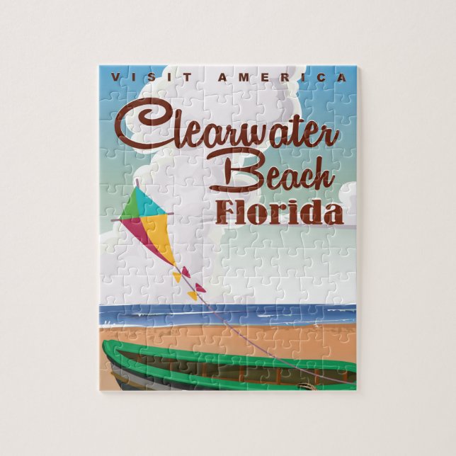 Clearwater Beach, Florida Vintage Reiseplakat Puzzle (Vertikal)