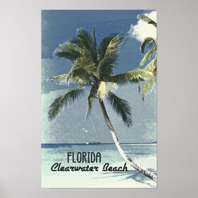 Clearwater Beach Florida Vintage Reiseplaner Art Poster (Vorne)