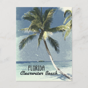 Clearwater Beach Florida Vintage Reiseplaner Art Postkarte