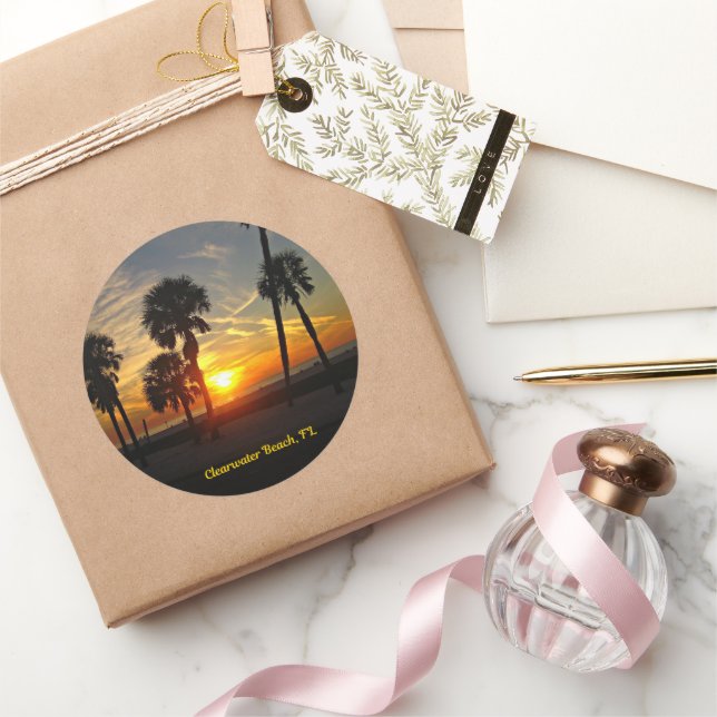 Clearwater Beach Sunset Runder Aufkleber (Schenken)