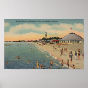 Clearwater, FL - Schwimmer u. Sunbathers auf Poster