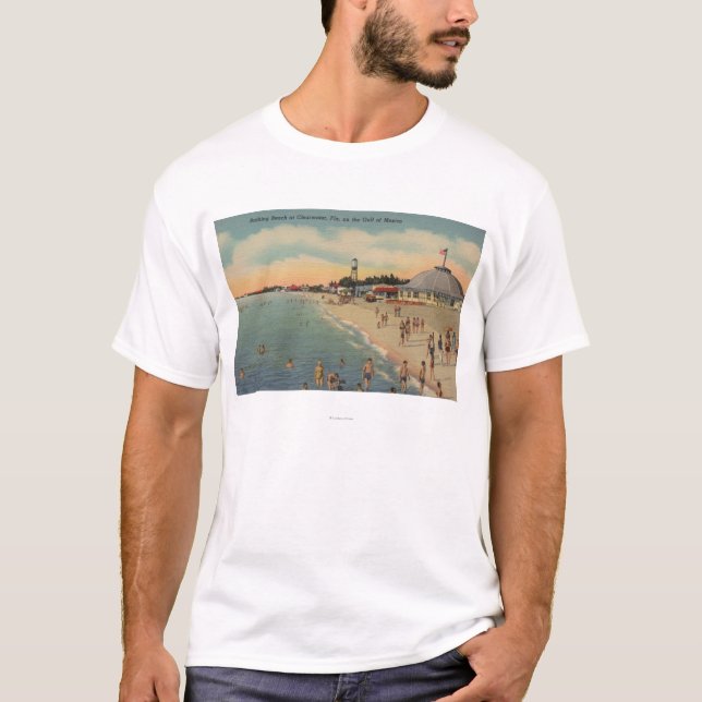 Clearwater, FL - Schwimmer u. Sunbathers auf T-Shirt (Vorderseite)