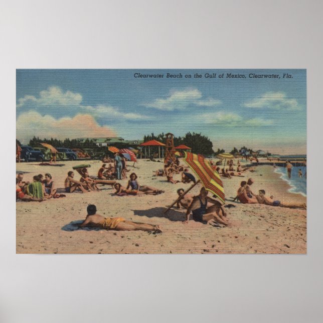 Clearwater, FL - Sunbathers am Clearwater Beach Poster (Vorne)