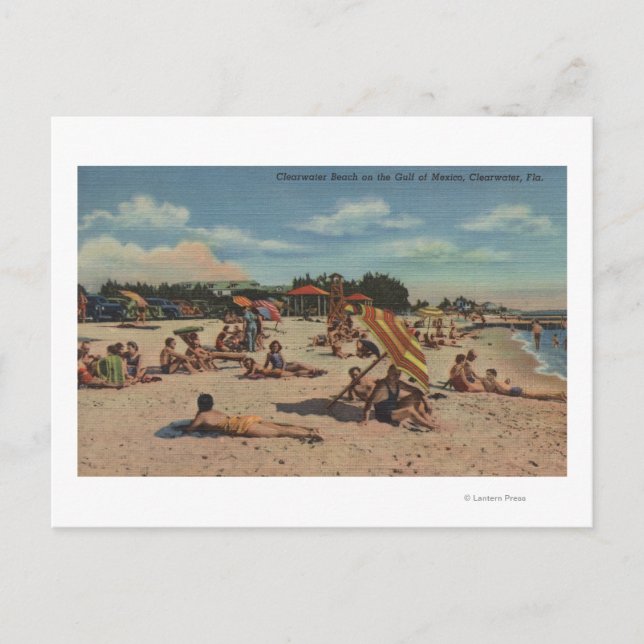 Clearwater, FL - Sunbathers am Clearwater Beach Postkarte (Vorderseite)