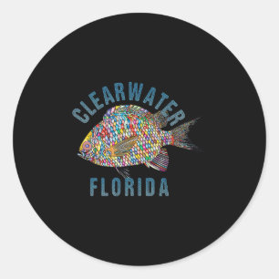 Clearwater, Florida Beach Design _ Souvenir Illust Runder Aufkleber