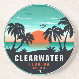 Clearwater Florida Beach Retro Sunset Souvenirs Getränkeuntersetzer