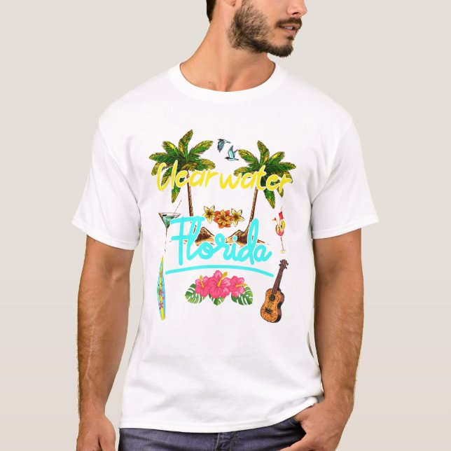 Clearwater Florida Beach Summer Palm Surf Sun Set  T-Shirt (Vorderseite)
