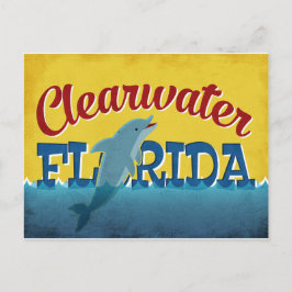 Clearwater Florida Dolphin Retro Vintage Travel Postkarte