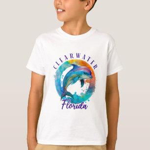 Clearwater Florida Glücklicher Wasserfarben-Delfin T-Shirt
