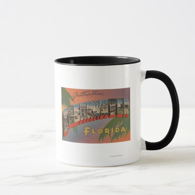 Clearwater, Florida - Großbuchstaben - Szenen Tasse (Rechts)