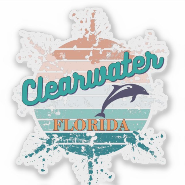 Clearwater Florida Retro Vintag explodierender Son Aufkleber (Vorderseite)