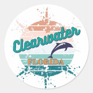 Clearwater Florida Retro Vintag explodierender Son Runder Aufkleber