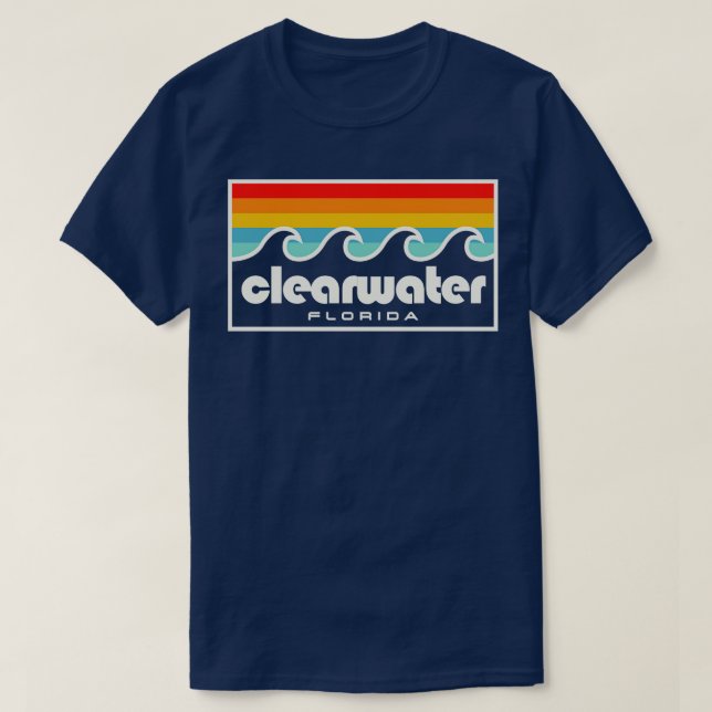 Clearwater Florida Tampa Bay Retro Sunset Waves T-Shirt (Design vorne)