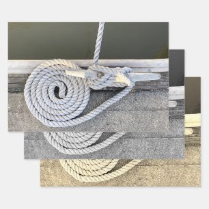 Cleat Hitch Maritime Wrapping Paper Flat Sheet Set Geschenkpapier Set