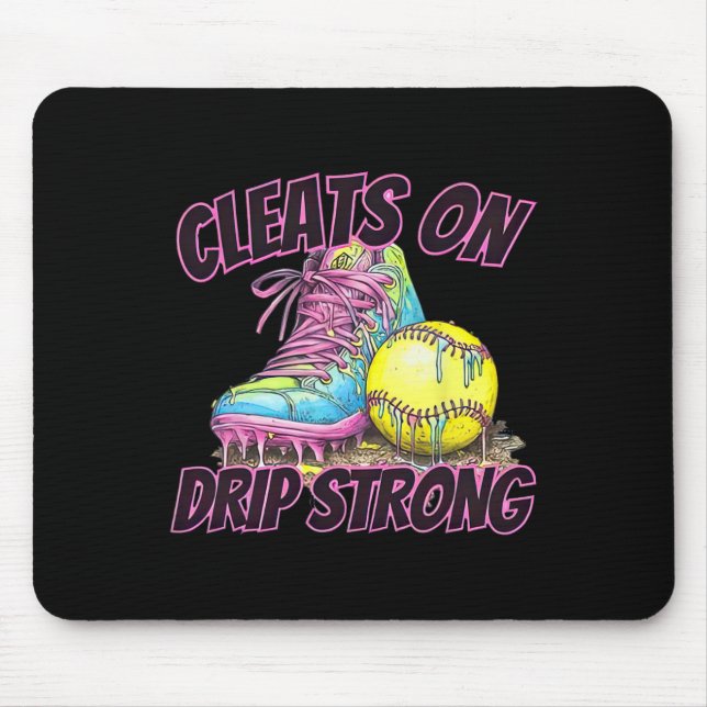 Cleats On Drip Strong Softll Drip Softll Mom Retro Mousepad (Vorne)