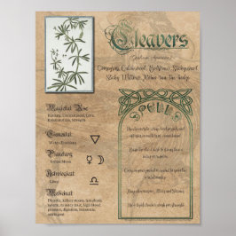 Cleavers Herbal Buch der Schatten Pagan Wiccan Poster