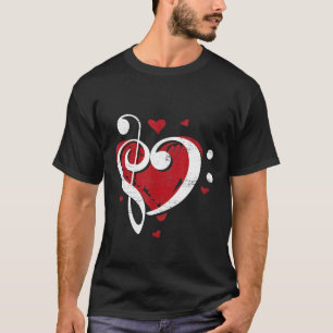 Clef Bass Heart Liebe Musiker Musikinstrument Musi T-Shirt