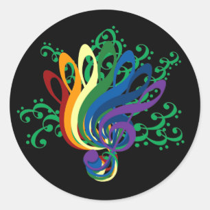 Clef Bouquet auf Black Runder Aufkleber