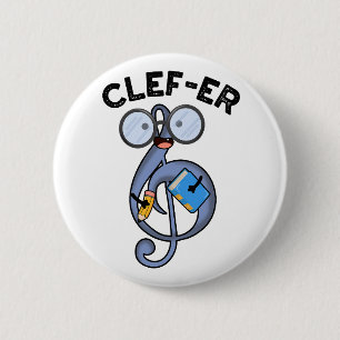 Clef-er Funny Music Pun Button