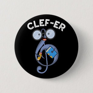 Clef er Funny Music Pun Dark BG Button