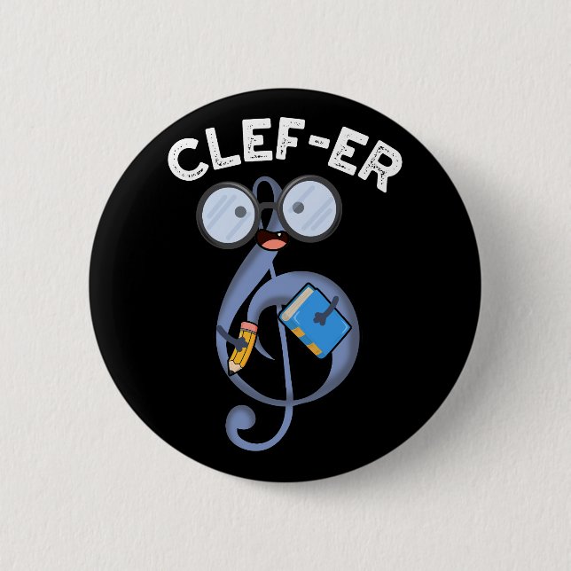 Clef er Funny Music Pun Dark BG Button (Vorderseite)