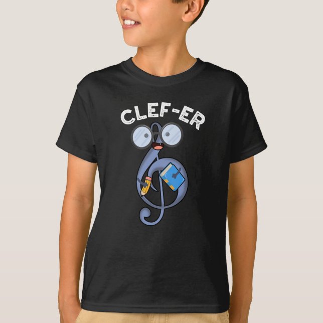 Clef er Funny Music Pun Dark BG T-Shirt (Vorderseite)