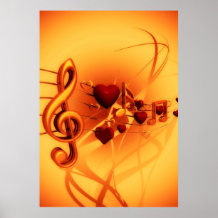 Clef grades Liebe Herzmusik Poster
