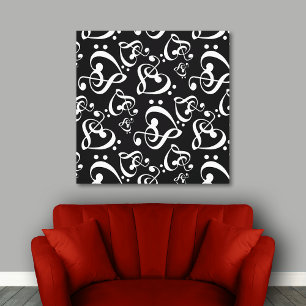 Clef hört Schwarz und Weiße Mauer Leinwand
