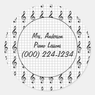 Clef Note on Graph Paper - Klavierlehrer Runder Aufkleber