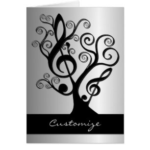 Clef Tree Card für Schwarz und Silber-Musik