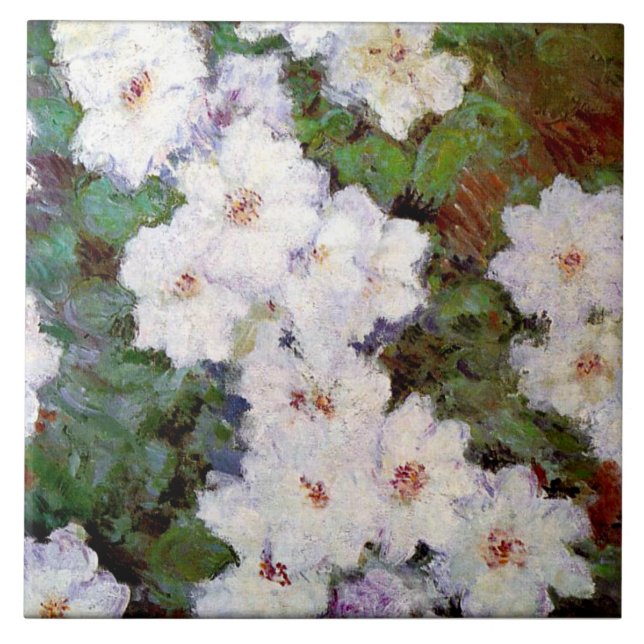 Clematis, 1887 Gemälde von Claude Monet, Fliese (Vorderseite)