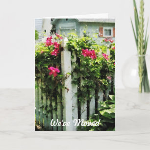 Clematis am Zaun - Wir sind umgezogen Karte