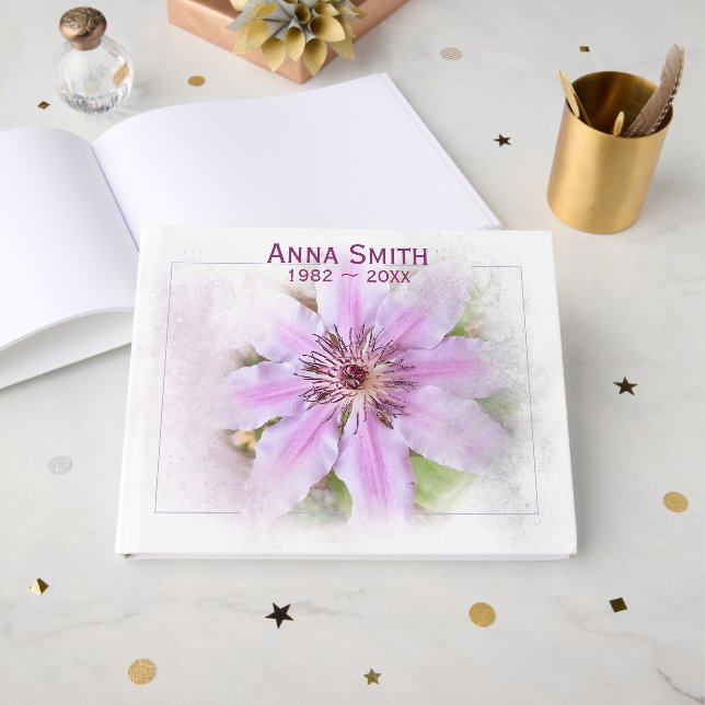 Clematis-Blume für Gedenkfeier Gästebuch (Vorderseite Offen)