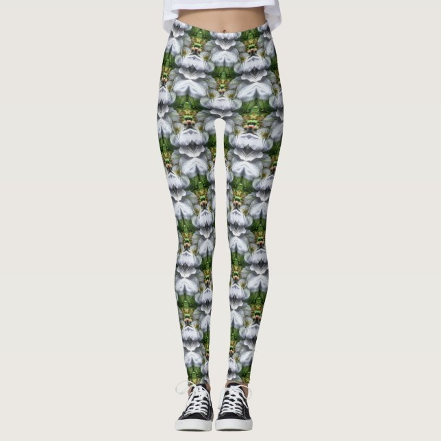 Clematis Blume Natur Abstraktes Muster Leggings (Vorderseite)