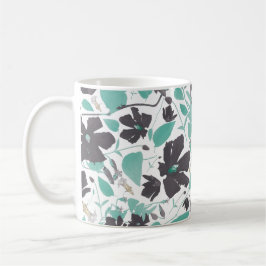 Clematis Blumenmuster Aquamarin Brown Kaffeetasse