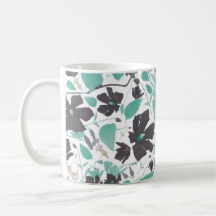 Clematis Blumenmuster Aquamarin Brown Kaffeetasse