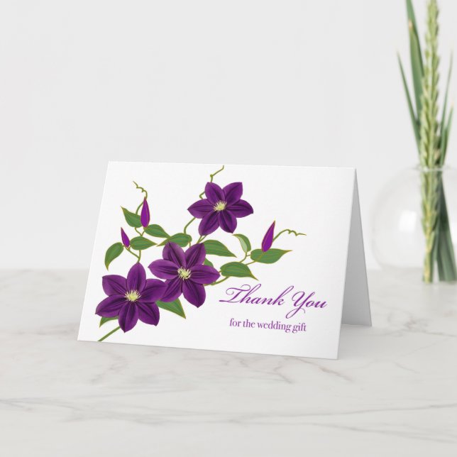 Clematis Danke für das Hochzeitsgeschenk Karte (Vorderseite)