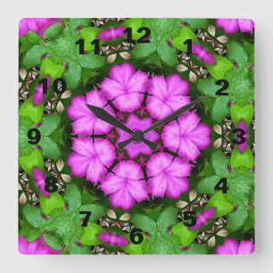 Clematis Kaleidoscope Quadratische Wanduhr