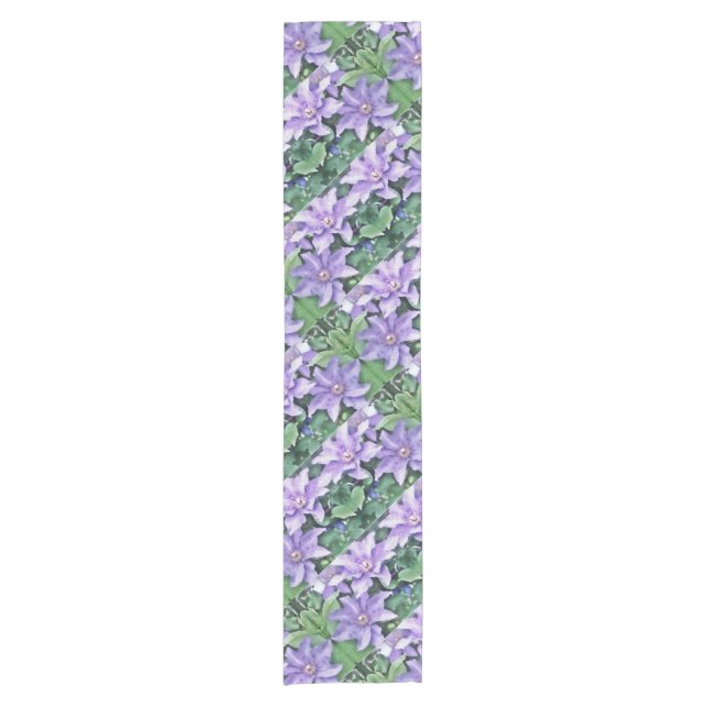 Clematis Lila Kurzer Tischläufer (Vorderseite)