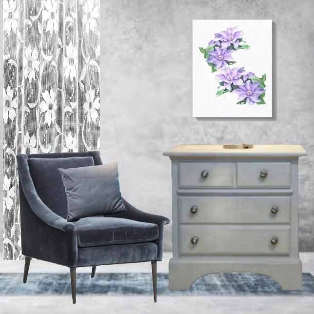 Clematis Lila Leinwanddruck (This Clematis Purple Canvas Print, lends elegance to any bedroom!)