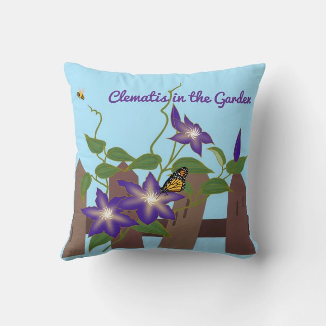 Clematis-Rebe im Garten  Kissen (Rückseite)