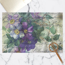 Clematis Vine Handwriting Ephemera Decoupage