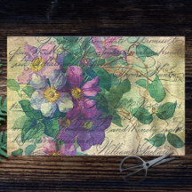 Clematis Vine Handwriting Vivid Ephemera Decoupage