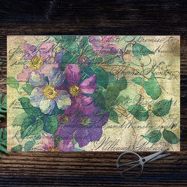 Clematis Vine Handwriting Vivid Ephemera Decoupage Seidenpapier