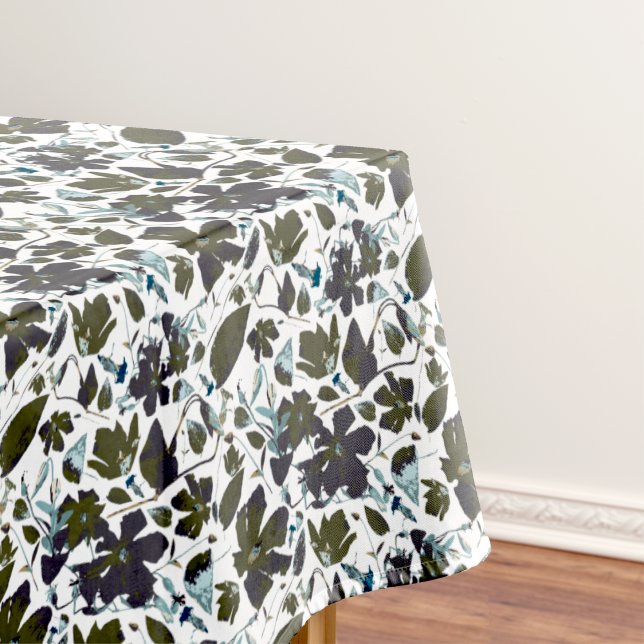 Clematis Watercolor-Blume Tischdecke (Clematis green blue floral vine table cloth by Studio Posies. )